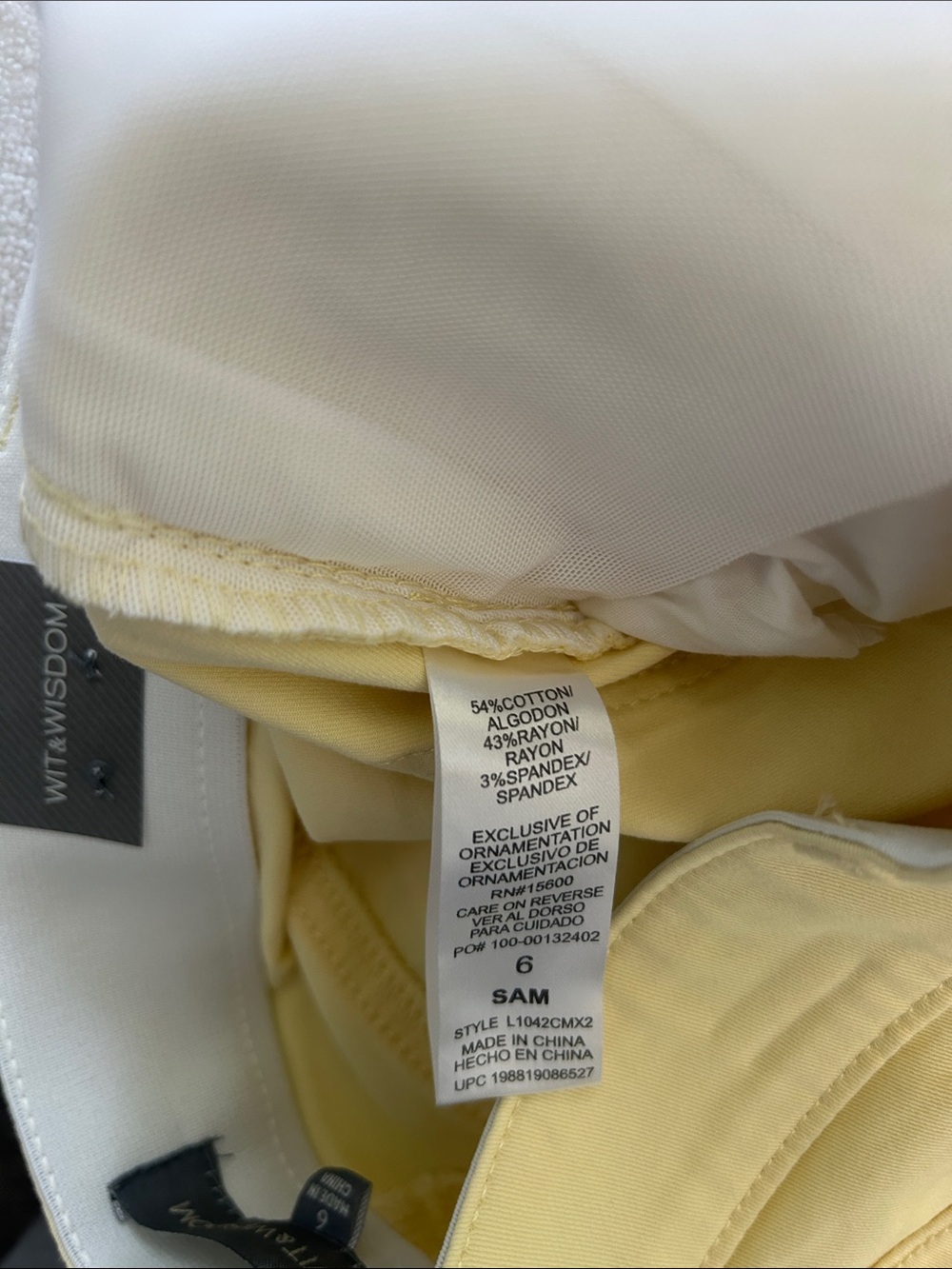 Wit & Wisdom 6 Pants Sam High Rise “Ab”solution Ankle Wide Leg Lemon Lush NWT - Picture 7 of 8